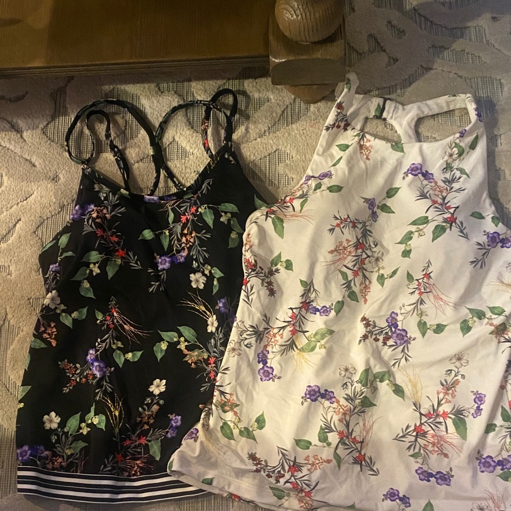 Athleta Floral swim/surf tops - Black and White